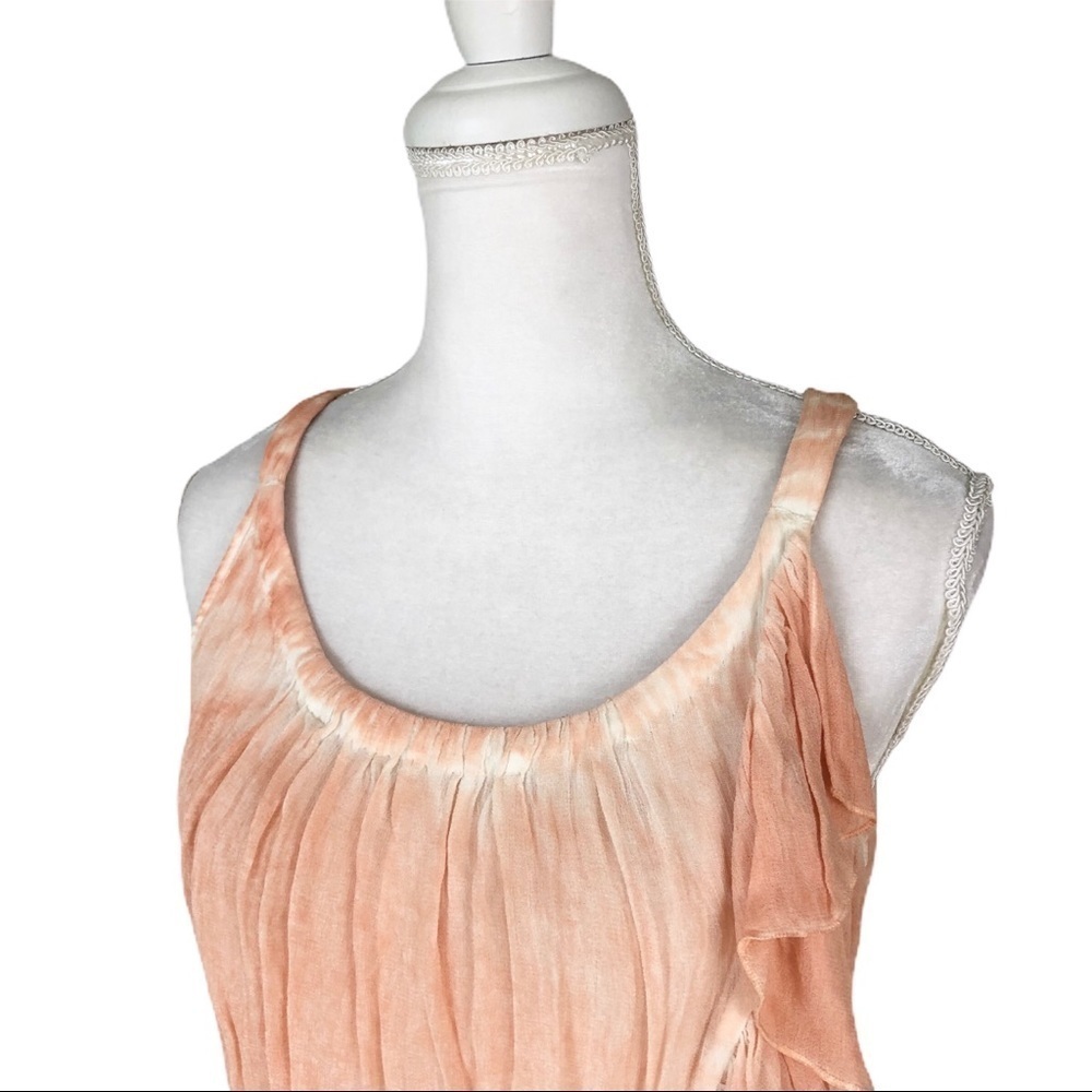 Free People peach orange ruffle sleeveless dress M - Picture 10 of 14